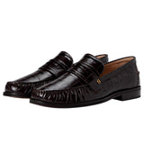 Cole Haan Lux Pinch Penny Loafers Dark Chocolate Croc Print Leather  W30777 Women's